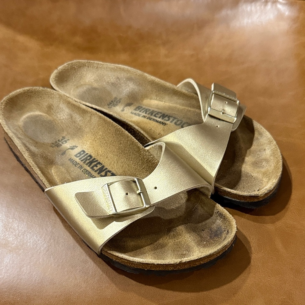 Birkenstock Metallic Gold Madrid Slide Sandals